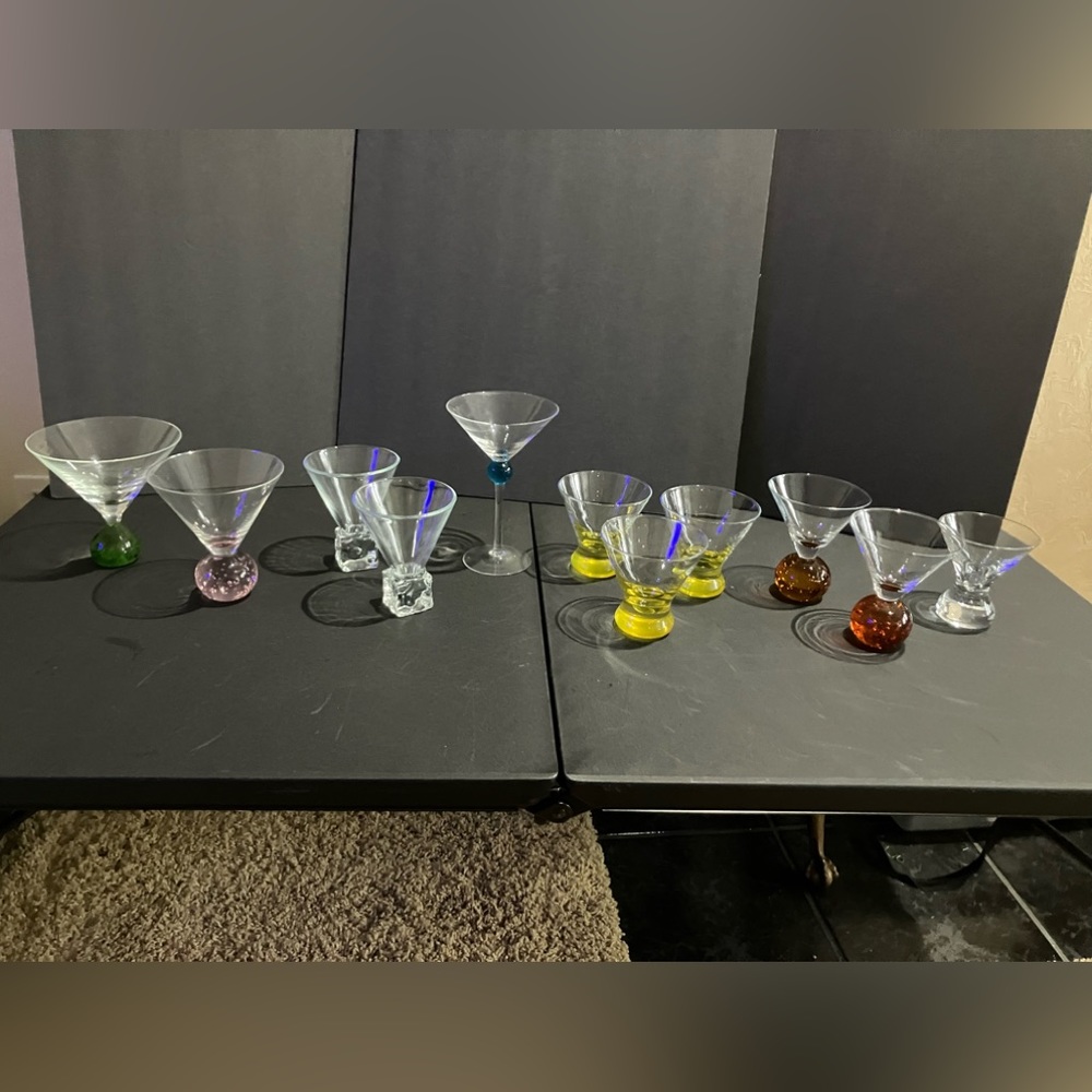 (11) miscellaneous glass martini glasses
